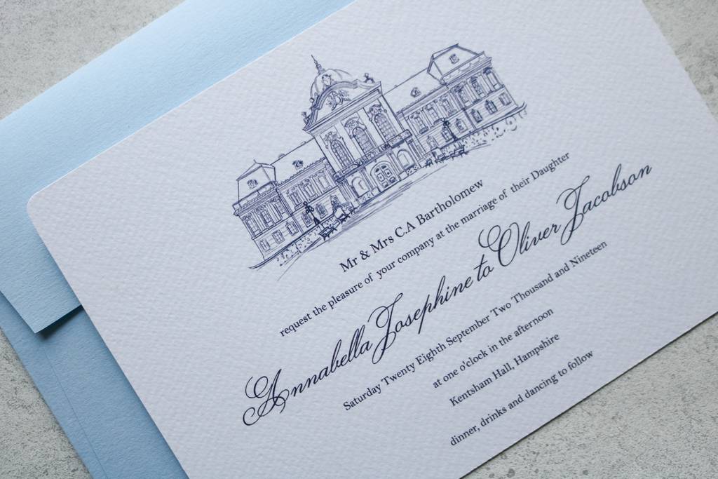 1024x683 Classic Venue Sketch Wedding Invitation Collection By Elinor Rose - Wedding Invitation Sketch