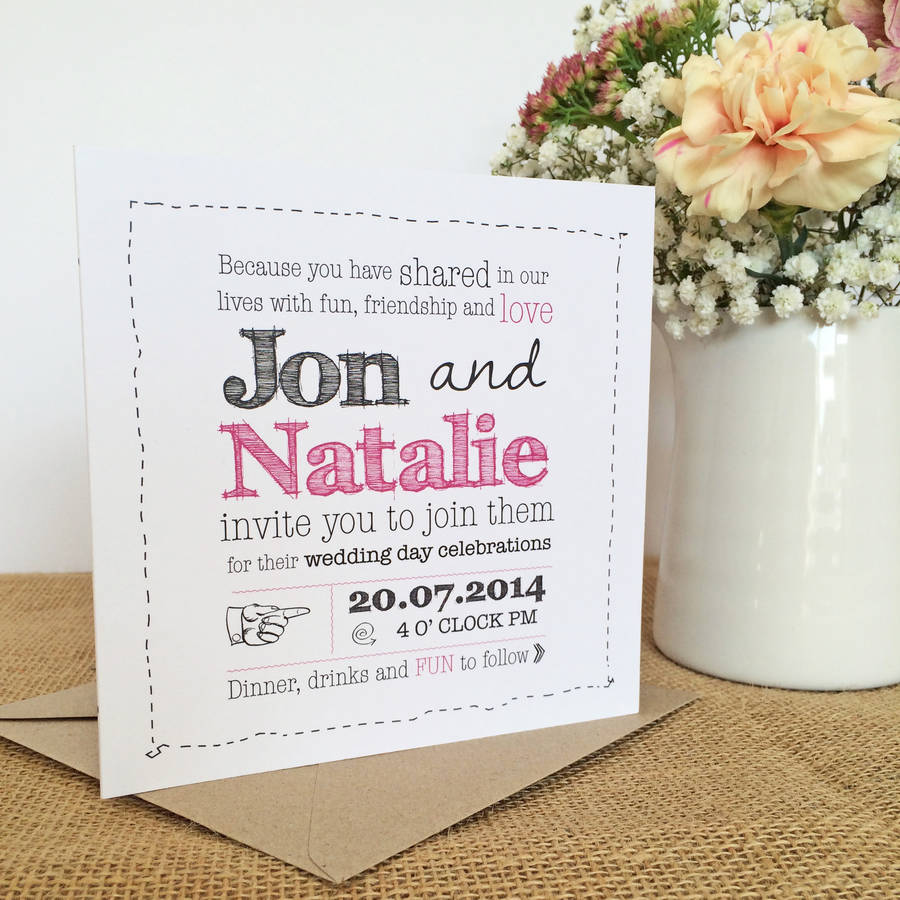 900x900 Personalised Sketch Wedding Invitation With Rsvp By Violet Pickles - Wedding Invitation Sketch