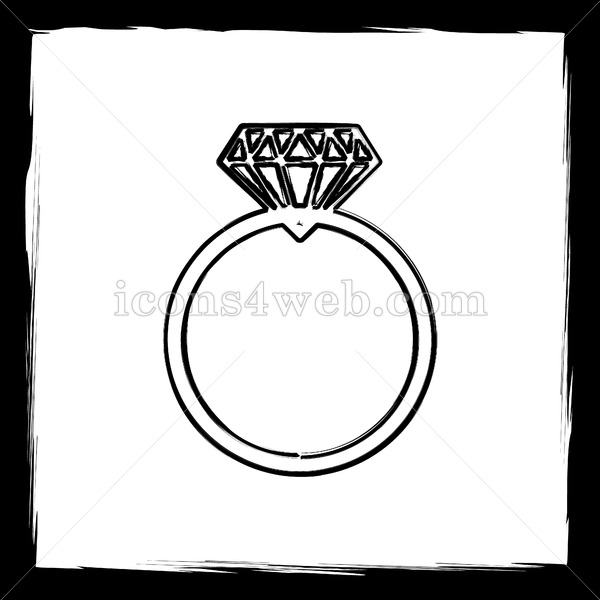 600x600 Diamond Ring Sketch Icon. - Wedding Ring Sketch