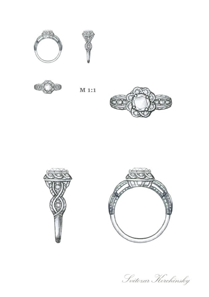 680x965 Create A Sketch Design Of Your Wedding Ring By Svitozar Ko - Wedding Ring Sketch