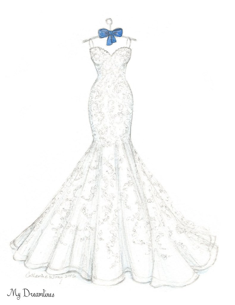 790x1024 One Year Anniversary Gift - Wedding Sketch