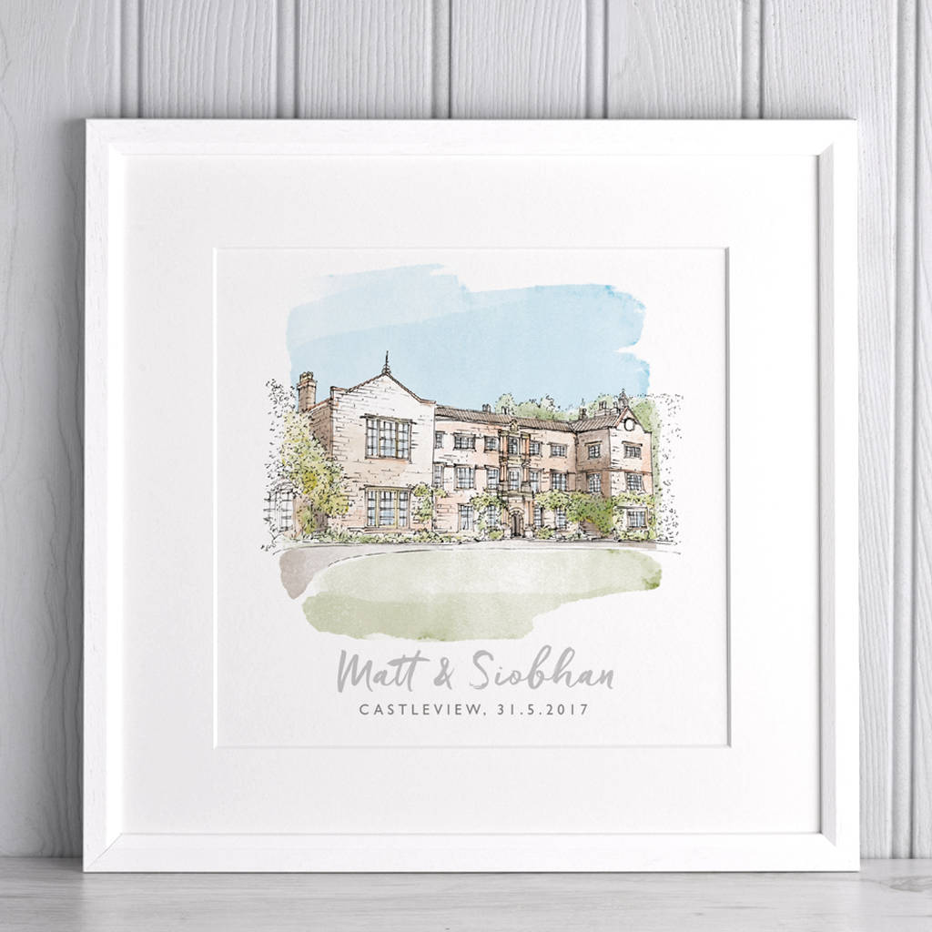 1024x1024 Watercolour Wedding Sketch By Letterfest - Wedding Sketch