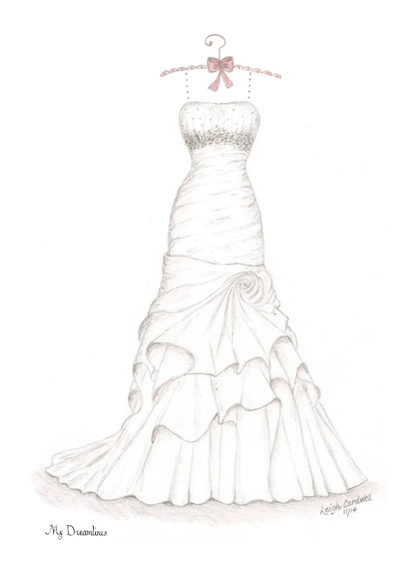 600x825 Dreamlines Wedding Dress Sketch Dress 8 - Wedding Sketch Artist