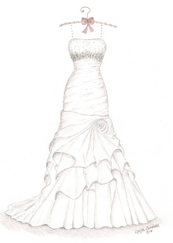 356x500 Dreamlines Wedding Dress Sketch H3 - Wedding Sketch Artist