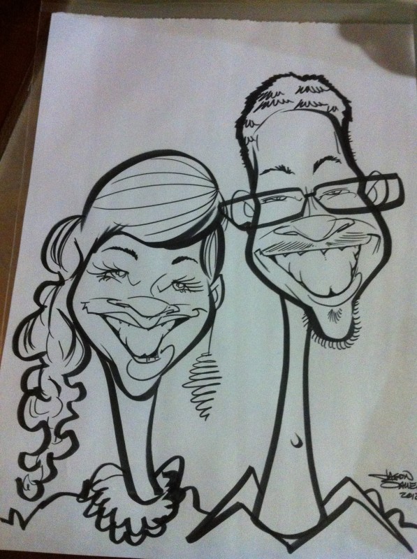 597x800 Wedding Reception Caricature 3 Denver Caricatures Jason Sauer - Wedding Sketch Artist
