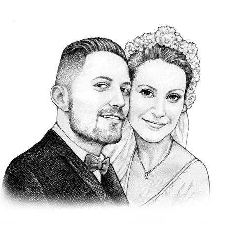 463x463 Hand Drawn Wedding Sketch In Monochrome From Photos - Wedding Sketch Images