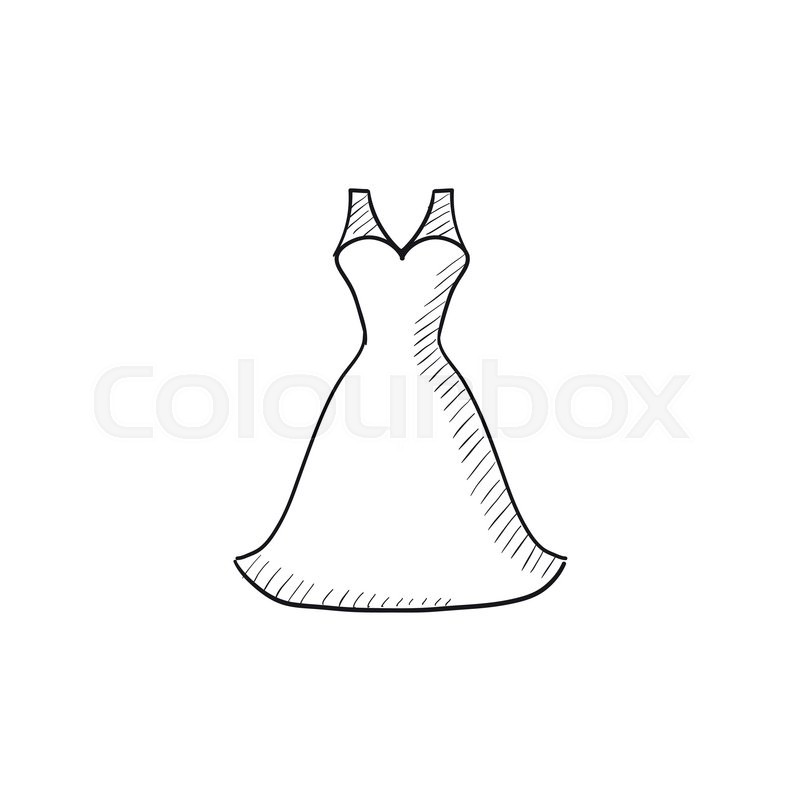 800x800 Wedding Dress Vector Sketch Icon Isolated On Background. Hand - Wedding Sketch Images