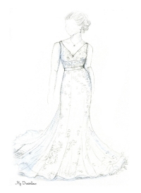 200x275 Wedding Dress Sketch Gallery Dreamlines Sketches - Wedding Veil Sketch