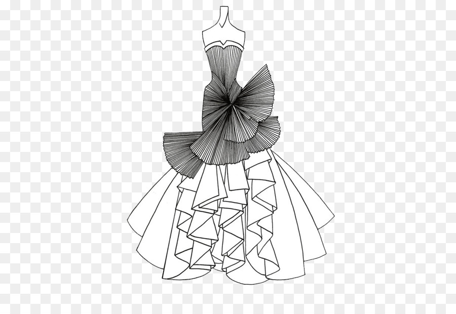 900x620 Drawing Line Art Fashion Dress Sketch - Wedding Veil Sketch