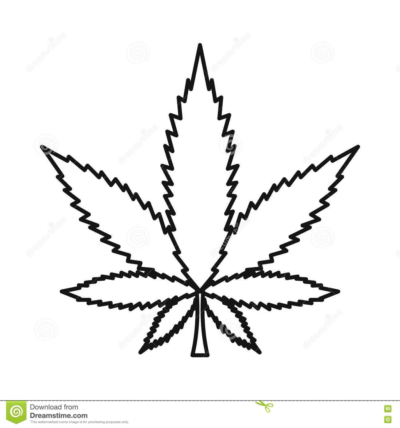 1300x1390 Cannabis Marijuana Leaf Icon, Outline Style - Weed Plant Sketch