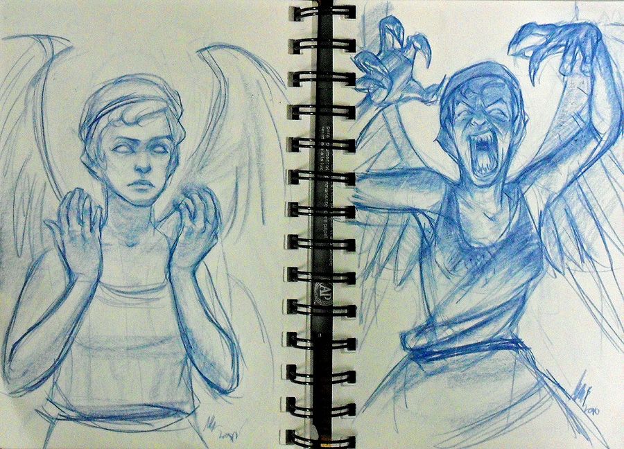 900x648 Weeping Angels (Blink, 2007 The Time Of Angels, Flesh And - Weeping Angel Sketch