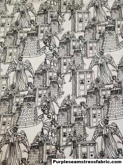 422x563 Dr. Who Purpleseamstress Fabric - Weeping Angel Sketch