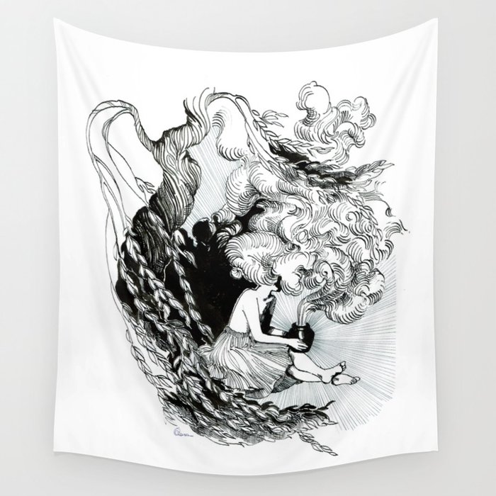 700x700 Pandora Opens The Vase Under A Weeping Willow Wall Tapestry By - Weeping Willow Sketch
