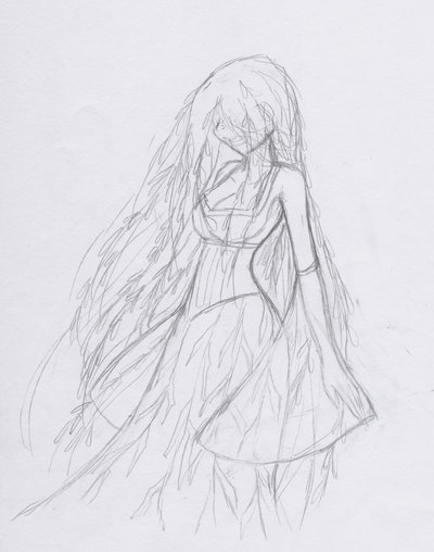 400x508 The Weeping Willow (Pencil Drawing) By Azuril Noir Raine - Weeping Willow Sketch