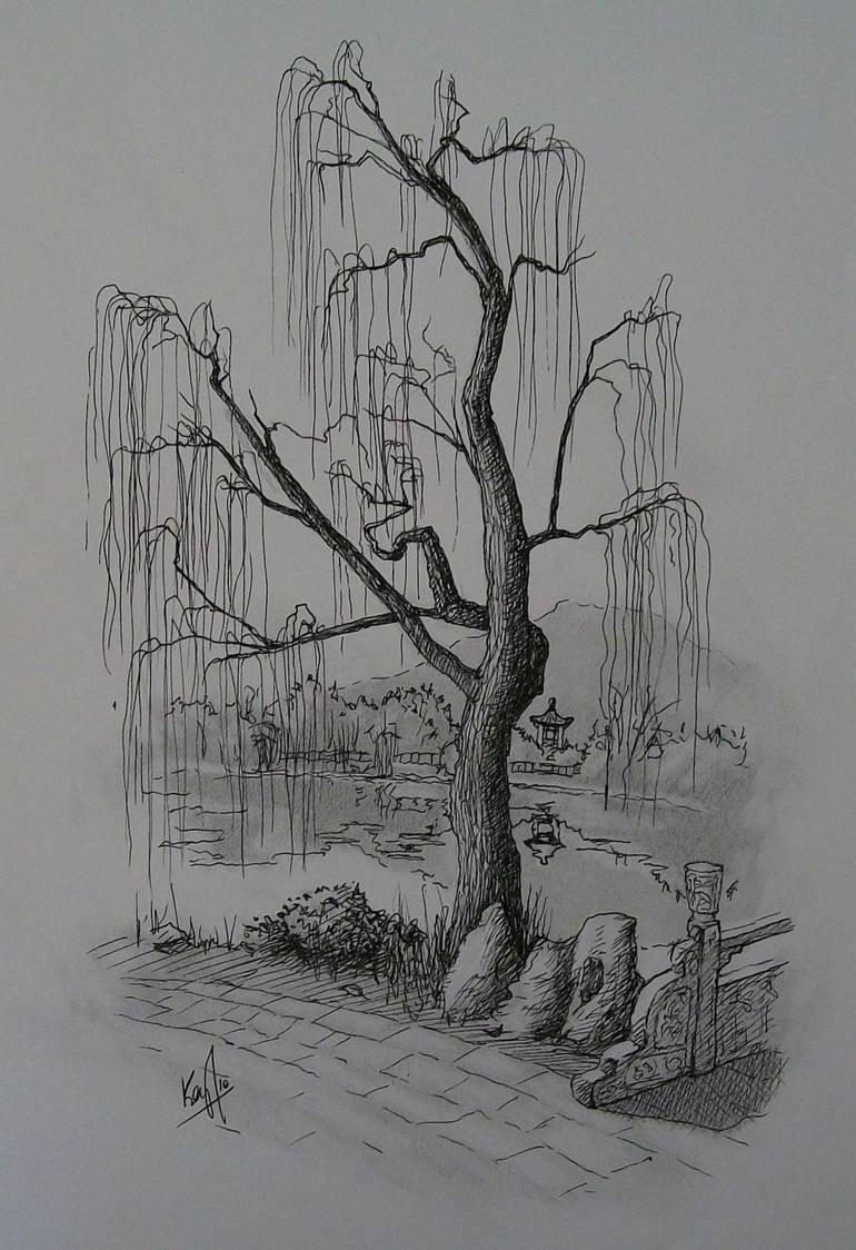 770x1124 Weeping Willow Drawing By Karl Froman Saatchi Art - Weeping Willow Sketch