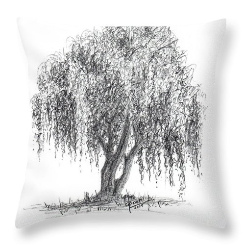 500x500 Weeping Willow Tree Throw Pillow For Sale By Swati Singh - Weeping Willow Sketch