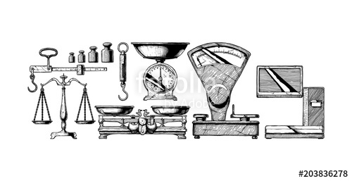 500x257 Set Of Weighing Scales Stock Image And Royalty Free Vector Files - Weighing Scale Sketch