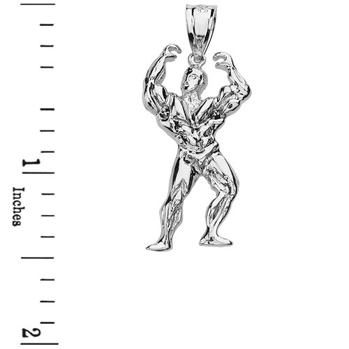 500x500 Sterling Silver Weightlifting Fitness Sport Bodybuilder Pendant - Weightlifting Sketch