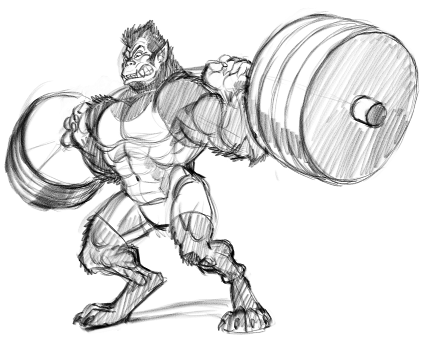 1400x1120 Weightlifting Beast Man Mascot Vector Illustration On Behance - Weightlifting Sketch