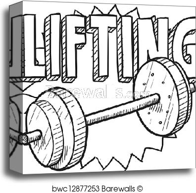 396x390 Canvas Print Of Weightlifting Sketch Barewalls Posters Amp Prints - Weightlifting Sketch