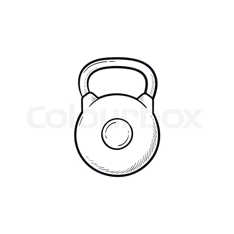 800x800 Gym Kettlebell Hand Drawn Outline Doodle Icon. Weightlifting - Weightlifting Sketch