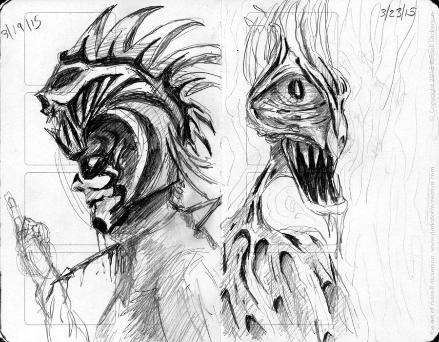 900x701 The Weird Sketches Of Russell Dickerson, Artist Dispatches From - Weird Sketches