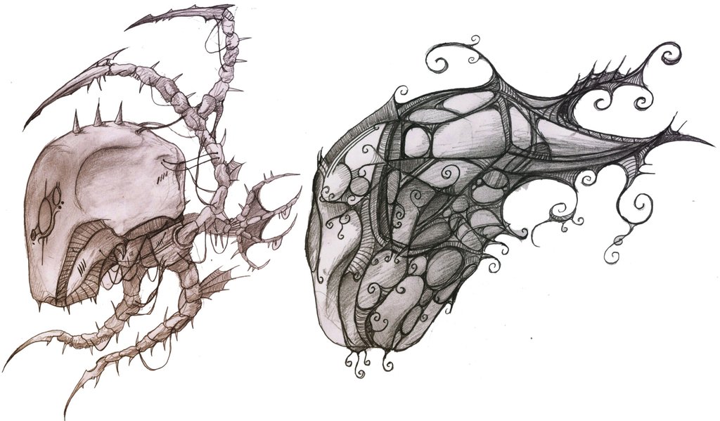 1024x599 Weird Skull Pencil Sketches By Kimded - Weird Sketches