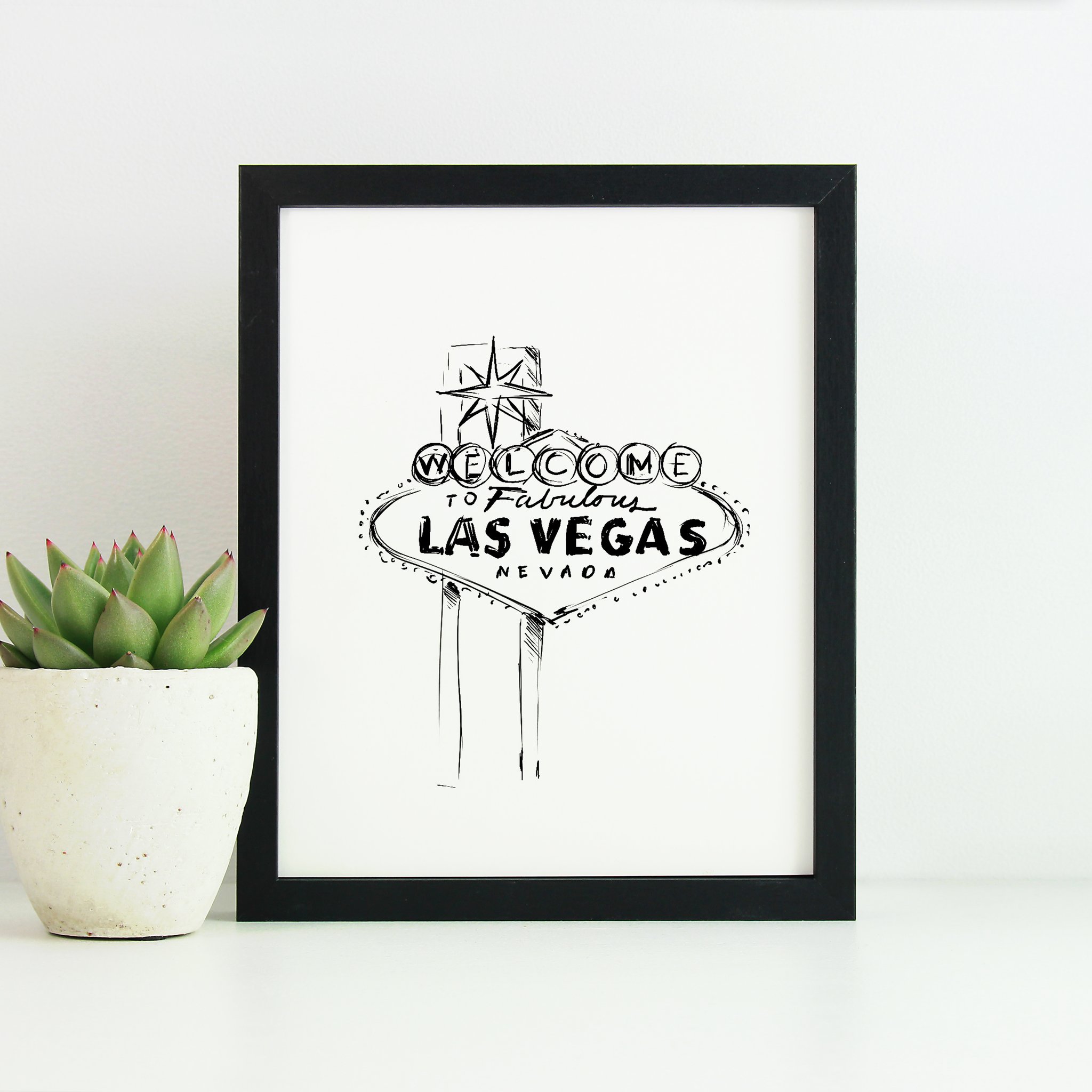 2048x2048 Las Vegas Welcome Sign Monochrome Sketch - Welcome Sketch