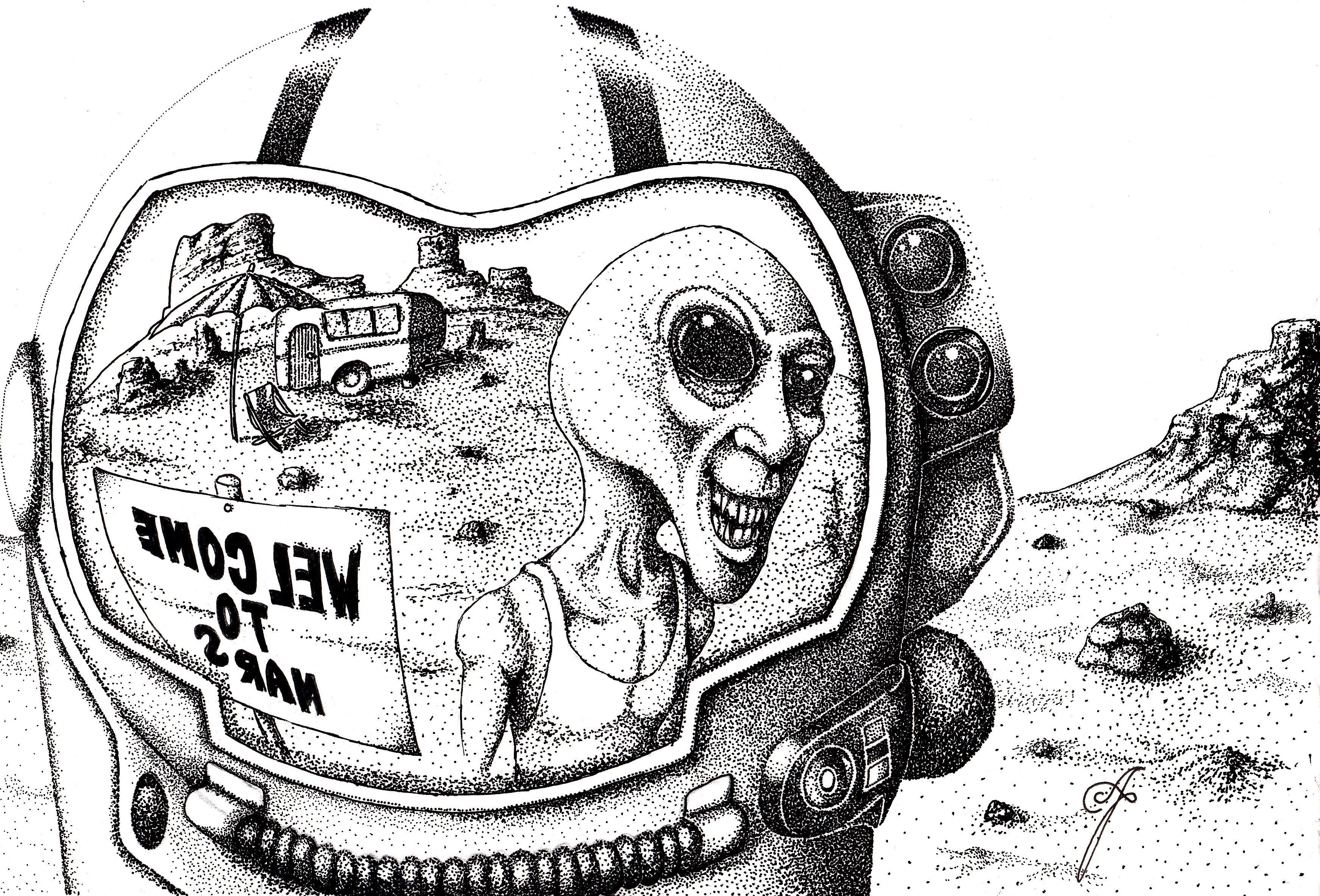 3486x2366 Welcome To Mars . . . - Welcome Sketch