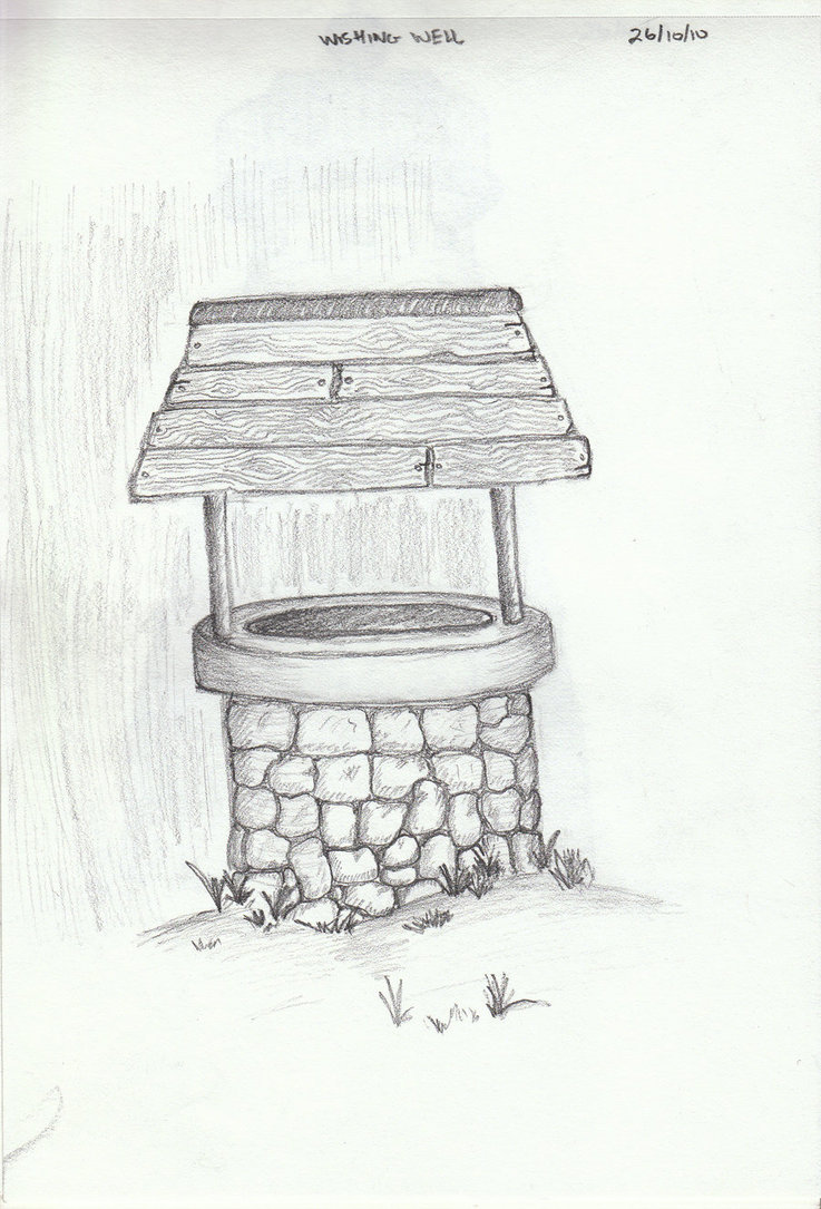 737x1085 Daily Sketch Wishing Well By Amychr - Well Sketch