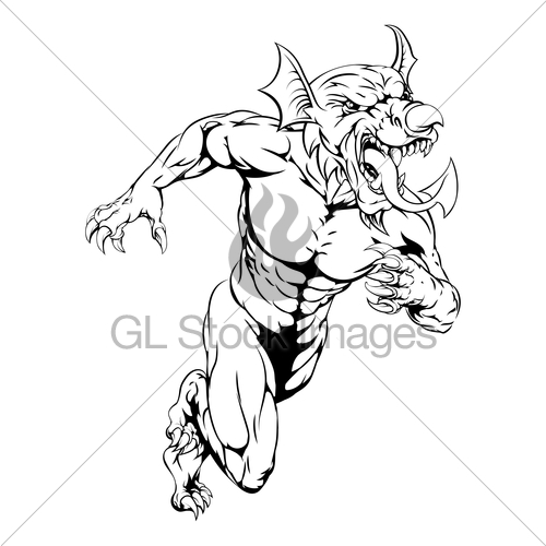 500x500 Welsh Dragon Mascot Running Gl Stock Images - Welsh Dragon Sketch