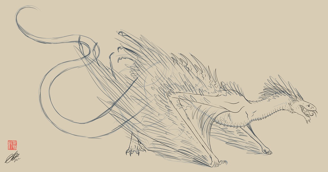 1047x550 Welsh Gwiber Dragon Species Collette J Ellis - Welsh Dragon Sketch