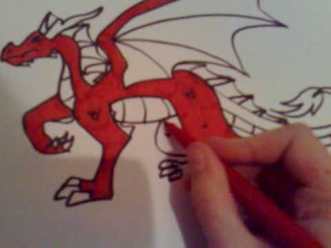 480x360 Drawing A Cartoon Red Dragon - Welsh Dragon Sketch