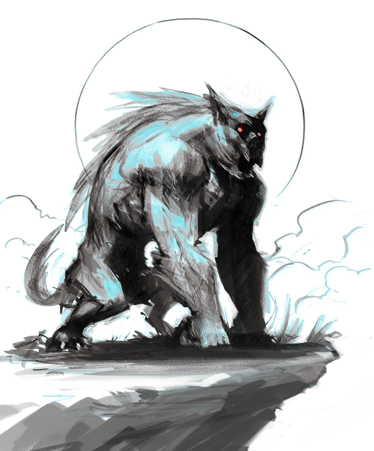748x900 Creature Atelier Sketch Accident - Werewolf Sketch