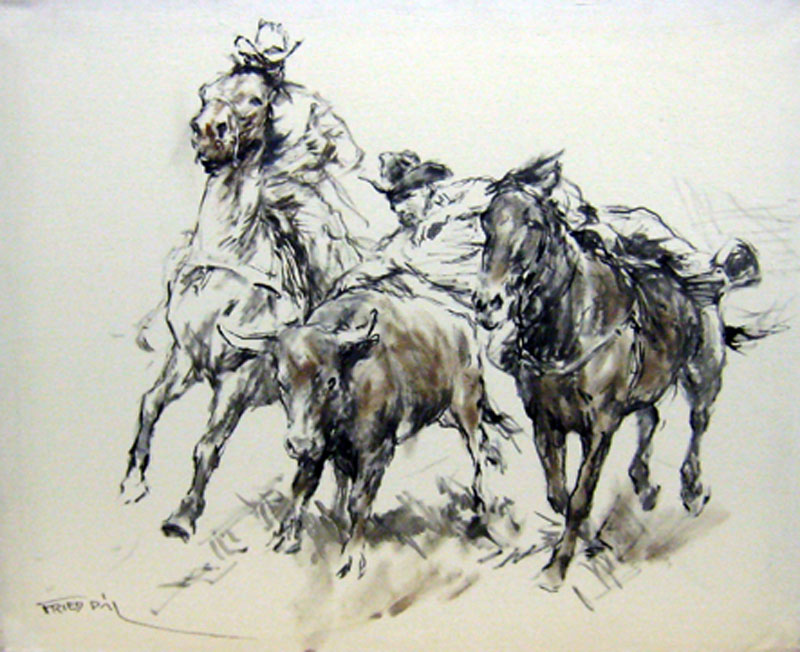 800x652 Pal Fried, Mixed Media Paintings And Sketches - Western Sketches