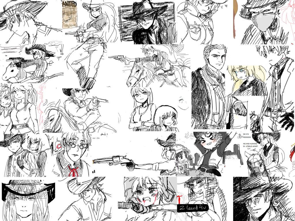 1024x768 Western Sketches 02 By Jtsketch - Western Sketches