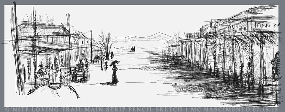 960x380 Ink Sketch For Goodnight Loving Trail American Western Concept - Western Sketches