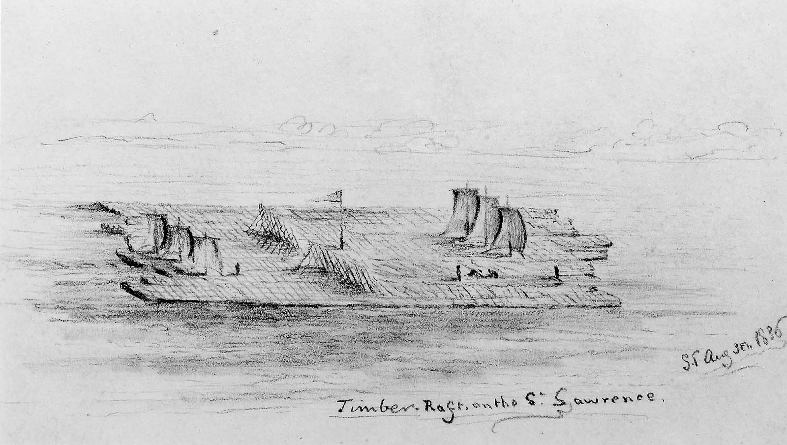 1600x905 Album Of Western Sketches A) Timber Raft On The St Lawrence B - Western Sketches