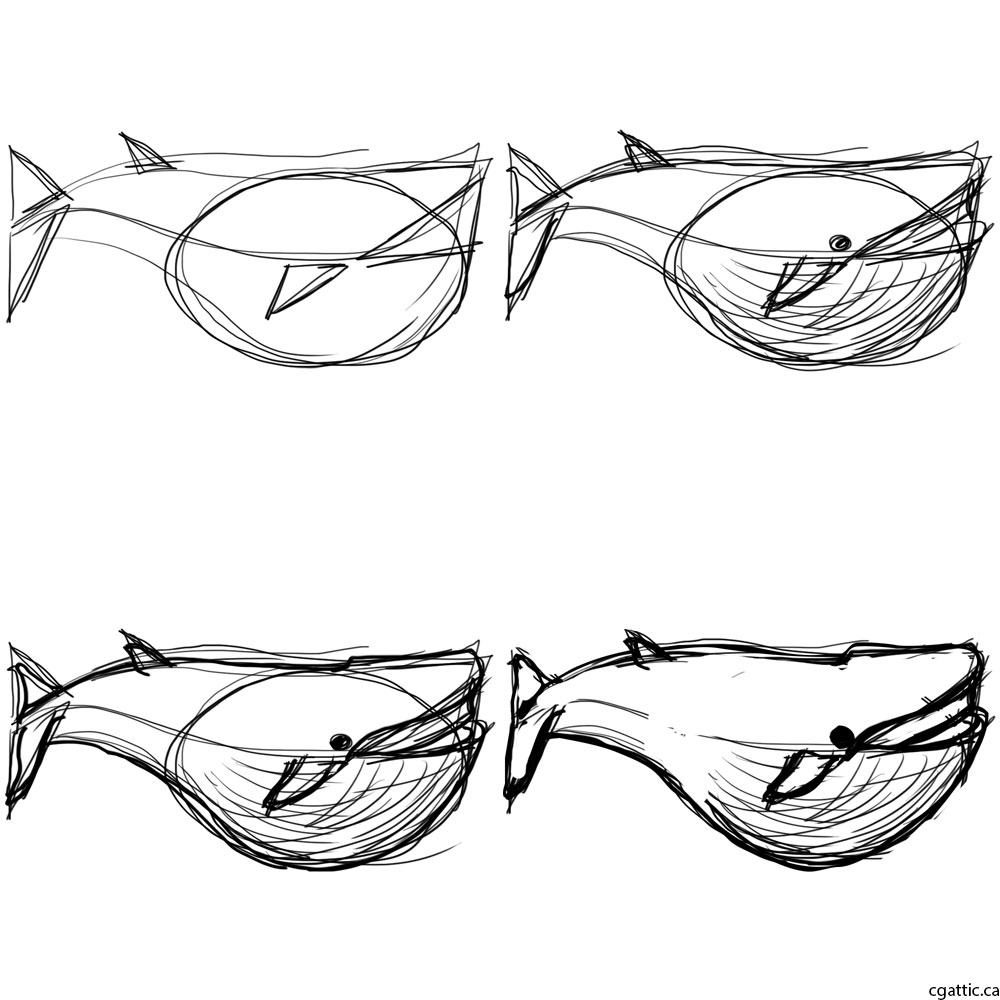 1000x1000 Whale Cartoon Drawing In 4 Steps With Photoshop - Whale Sketch Cartoon