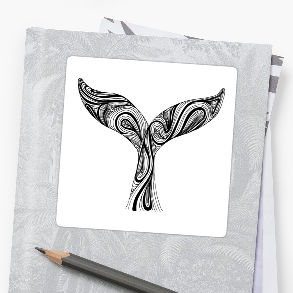 1000x1000 Whale Tail Stickers By Viktoriia Redbubble - Whale Tail Sketch