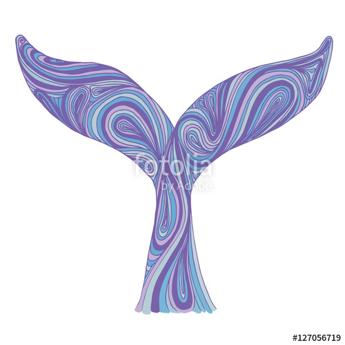 500x500 Whale Tail. Freehand Sketch. Ornament Artistic Vector Illustration - Whale Tail Sketch