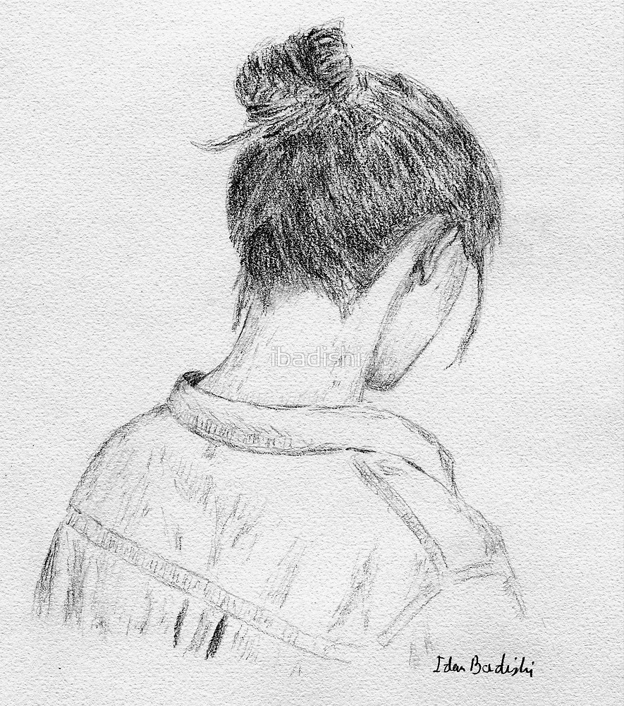 885x1000 Young Woman Portrait From Behind - What Is A Artistic Sketch