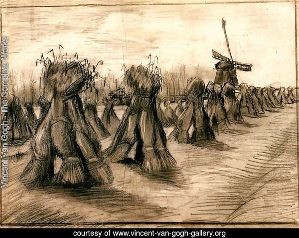 600x477 Vincent Van Gogh - Wheat Field Sketch