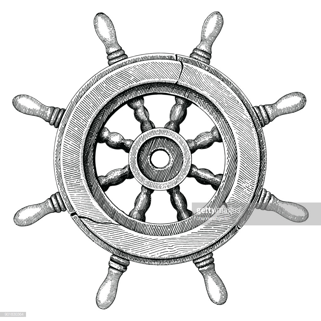 1024x1024 Collection Of Ship Steering Wheel Drawing Download Them And Try - Wheel Sketch