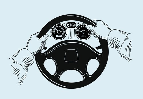 500x346 Hands On The Wheel. Sketch. Vector Illustration - Wheel Sketch