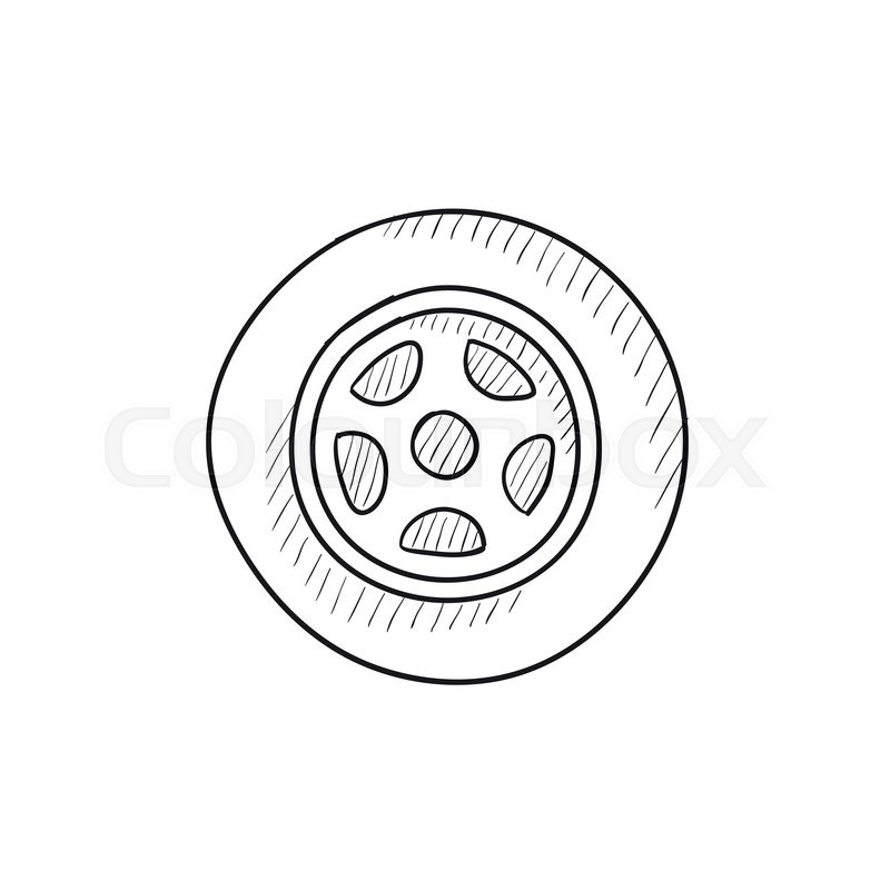 800x800 Car Wheel Vector Sketch Icon Isolated On Background. Hand Drawn - Wheel Sketch