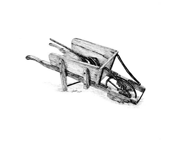 596x477 Old Wheelbarrow By Dean Haeusler - Wheelbarrow Sketch