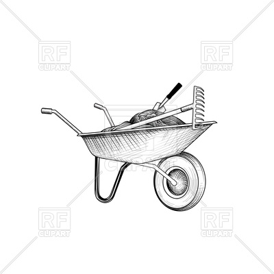400x400 Tools Clipart Wheelbarrow - Wheelbarrow Sketch