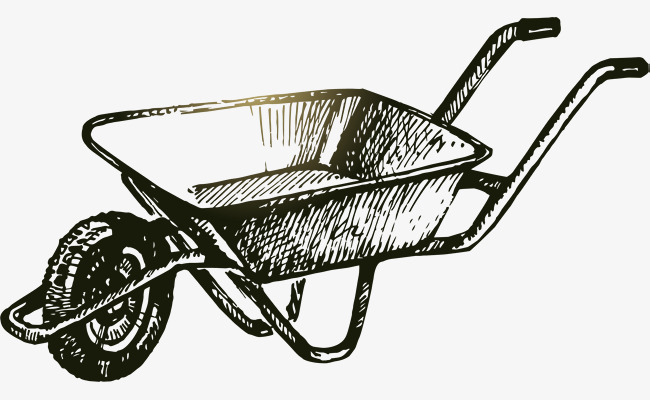 650x400 Wheelbarrow Vector, Sketch, Black And White, Hand Painted Png And - Wheelbarrow Sketch
