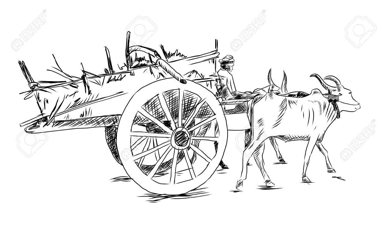 Wheelbarrow Sketch at PaintingValley.com | Explore collection of ...